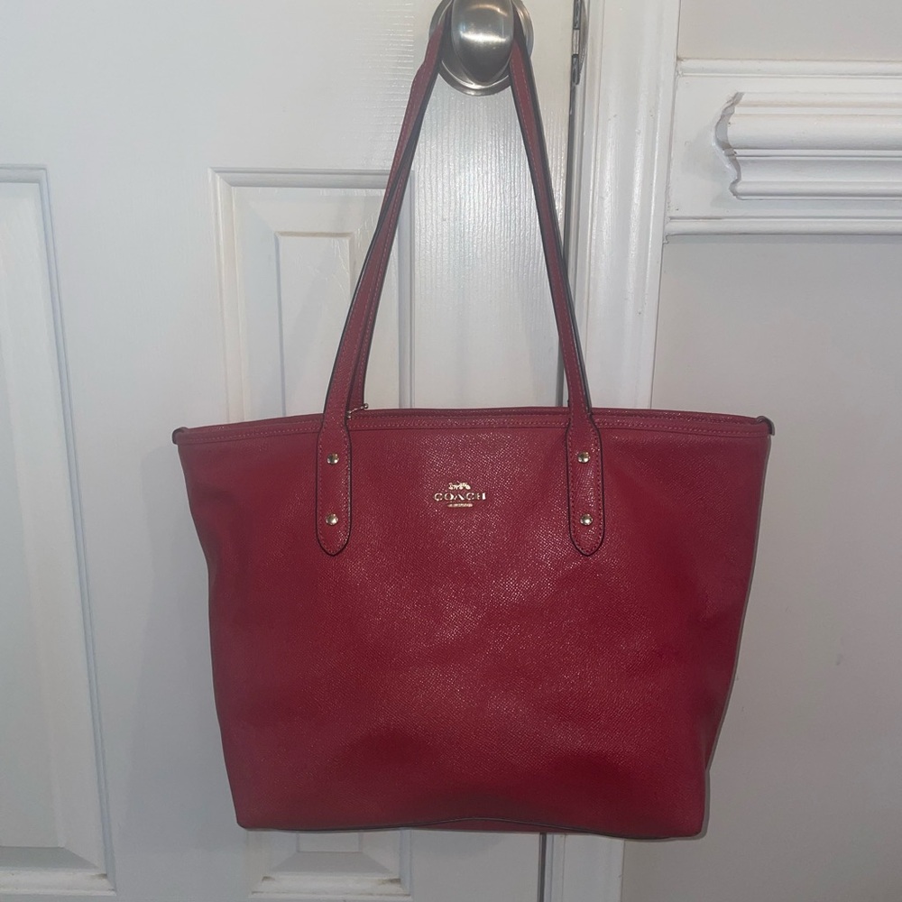 Vintage Coach Gallery Rose Leather Top Zip Shoulder Bag 10.5 x 15.5”